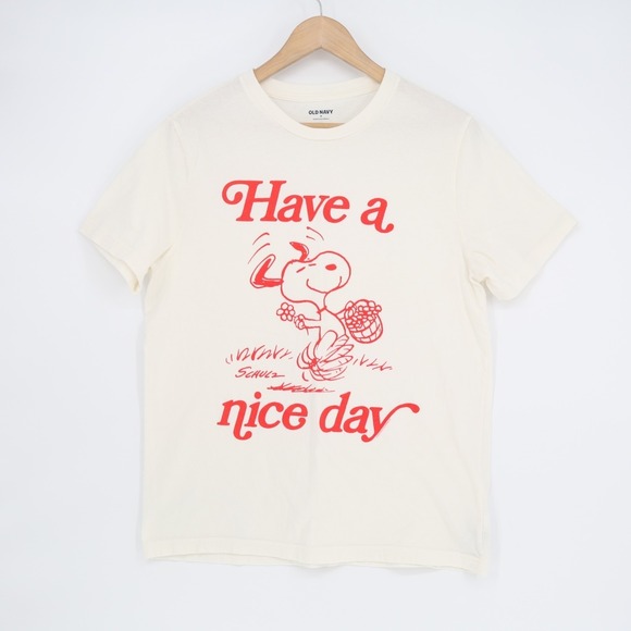 Old Navy Tops - Old Navy Snoopy T-Shirt Womens Medium White Cotton Have A Nice Day Graphic Print